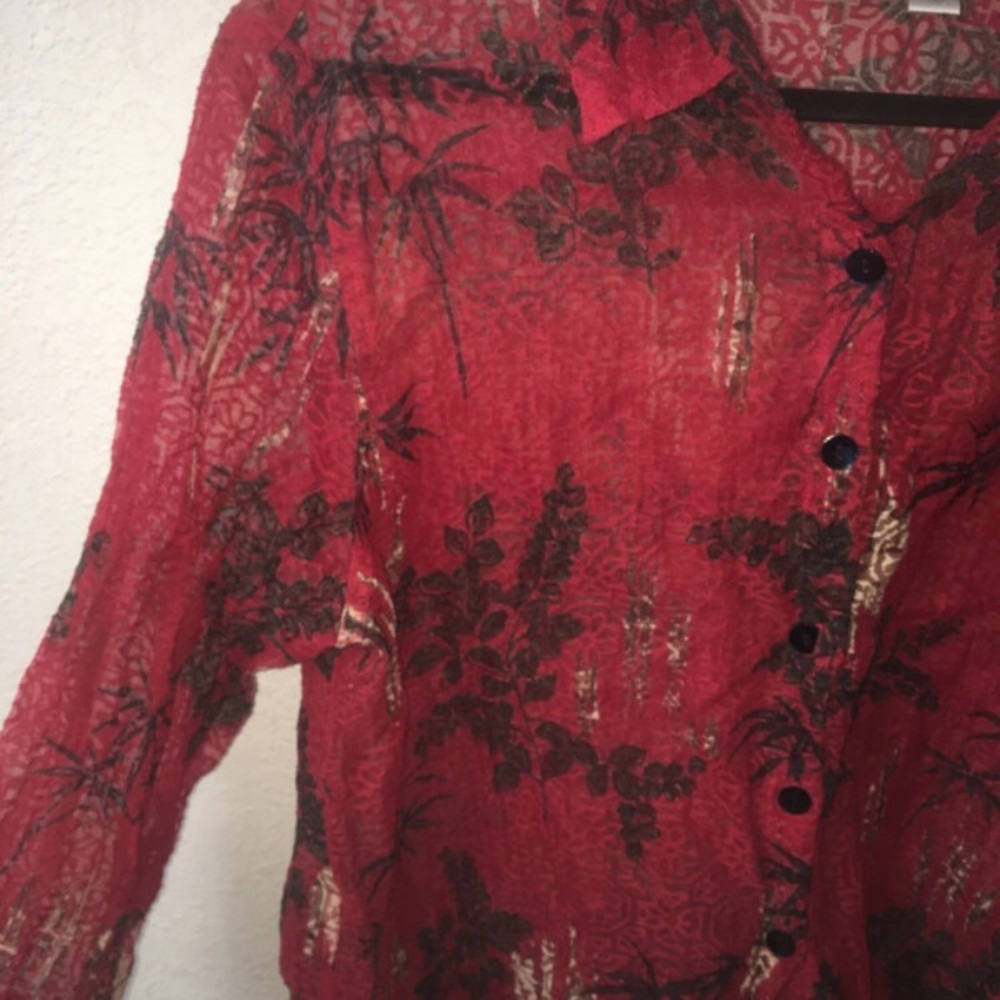 Red Floral Button-Up Shirt